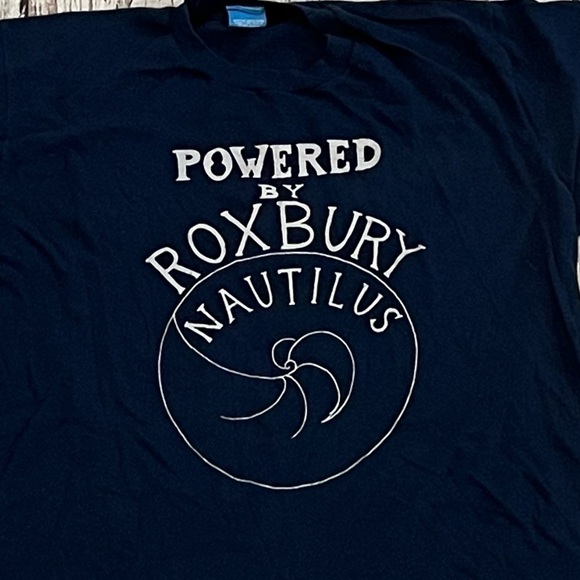 Vintage 1980s Powered by Roxbury Nautilus Screen Stars 80s Blue Tee Tshirt - Picture 2 of 3